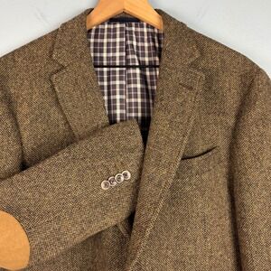 Jos A Bank 1905 Men's 40S Brown Tan Wool Tweed Blazer Sport Coat Elbow Patches